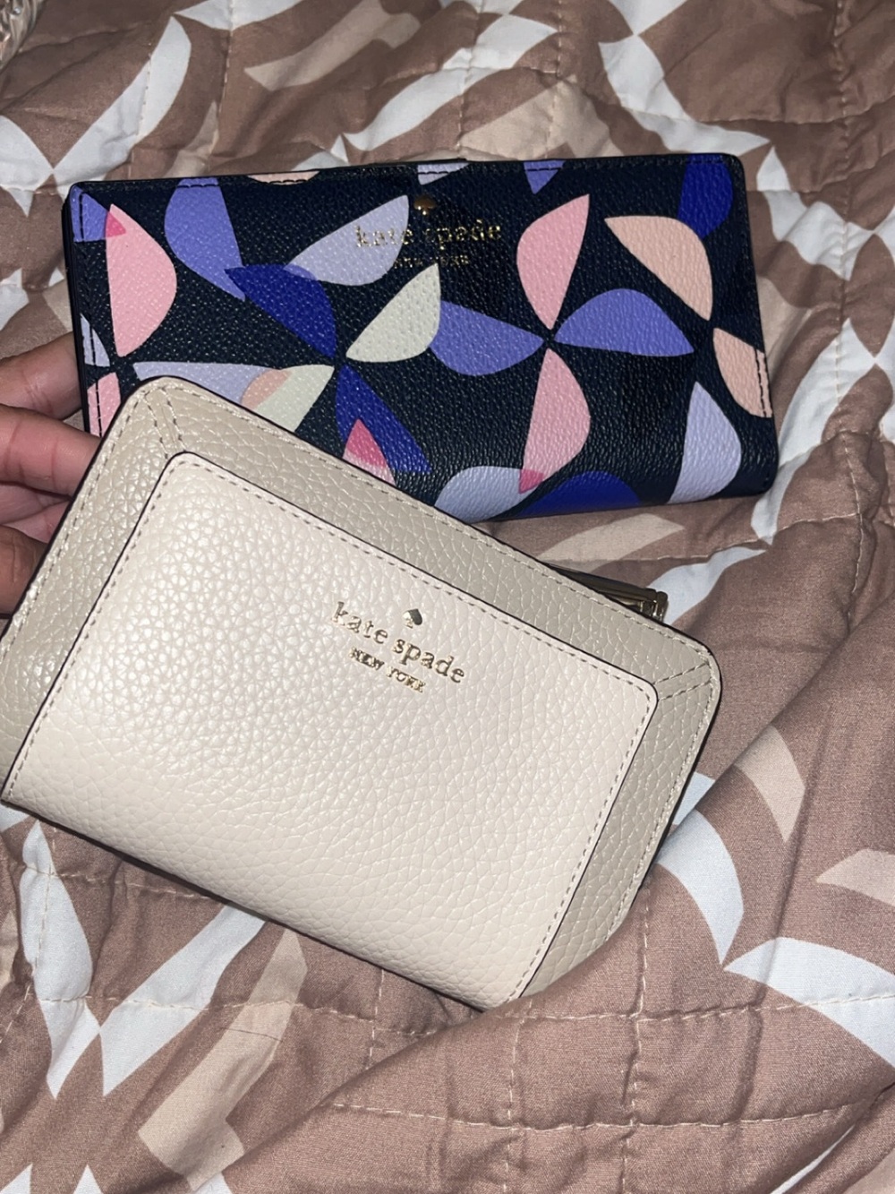 2 Kate spade wallets: Beige Pebbled Leather Wallet - Neutral Compact Card Case